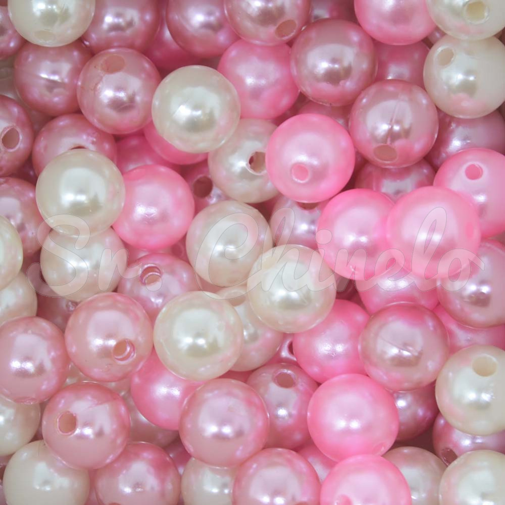 Pérola ABS, 10mm, Misturado Rosa/Rosa Envelhecido/Creme
