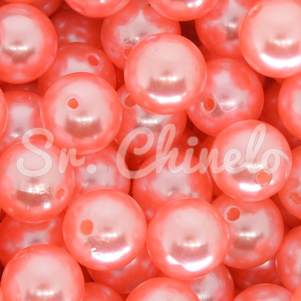 Pérola ABS, 14mm, Rosa Salmão