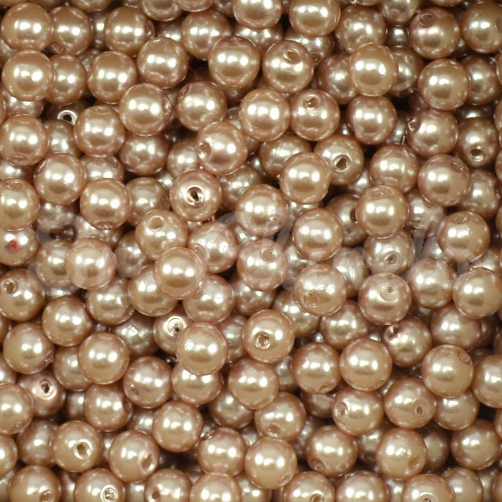 Pérola ABS, 06mm, Marrom