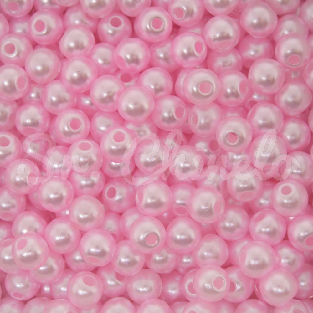 Pérola ABS, 06mm, Rosa