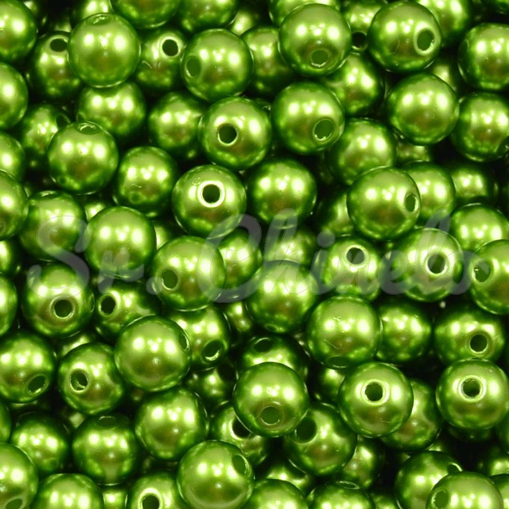 Pérola ABS, 08mm, Verde Musgo