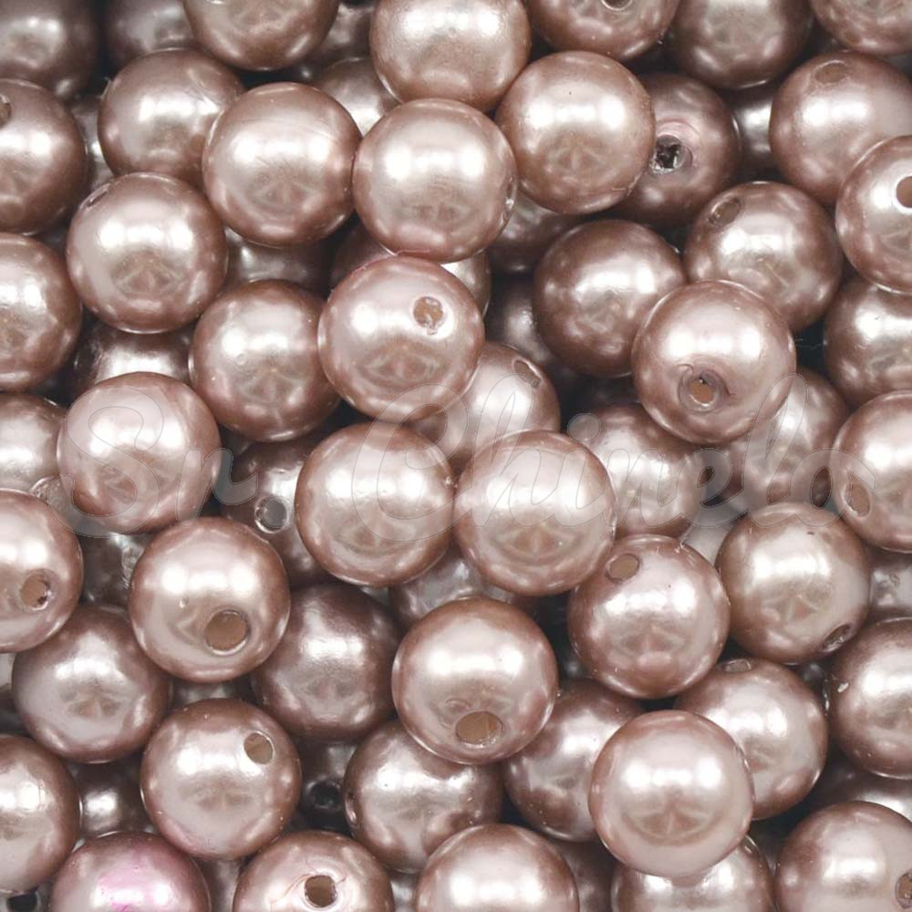 Pérola ABS, 10mm, Marrom