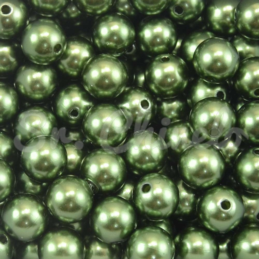 Pérola ABS, 10mm, Verde Musgo