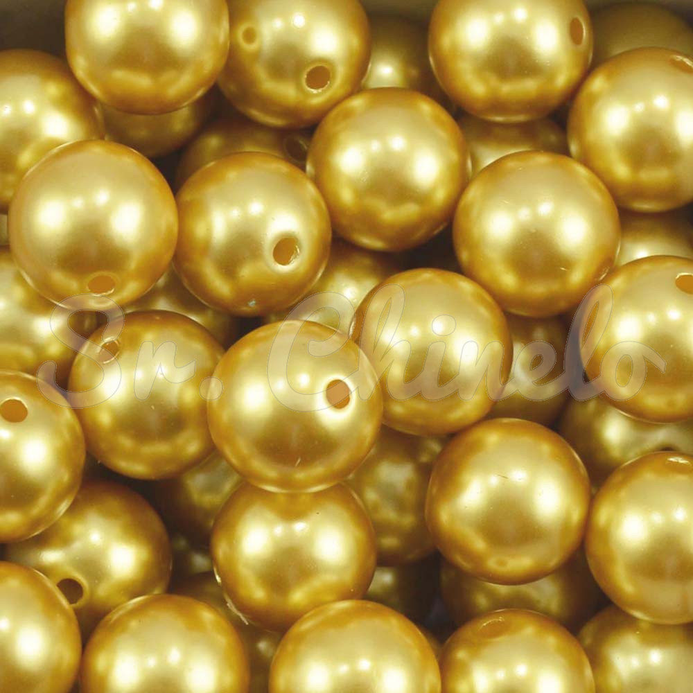 Pérola ABS, 14mm, Amarelo Dourado