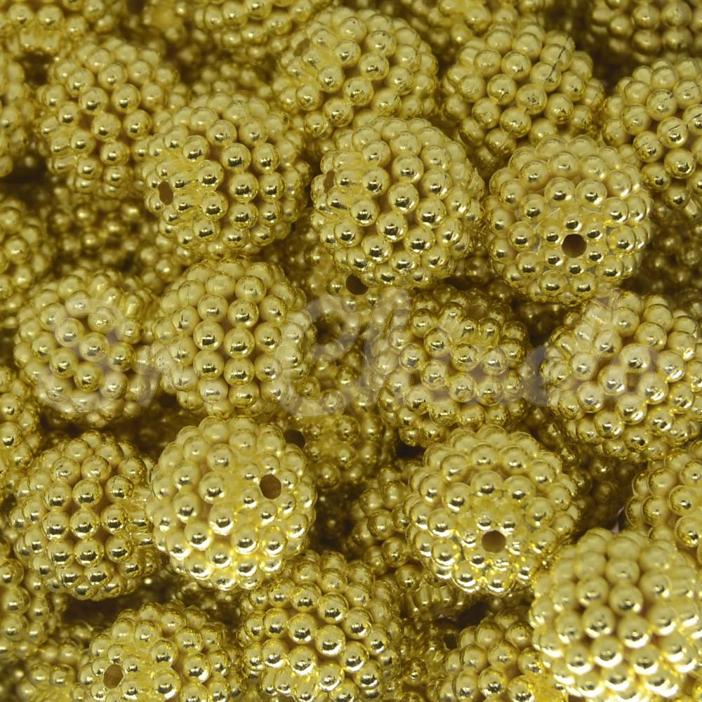 Pérola Craquelada Amora, 12mm, Dourado Metalizado