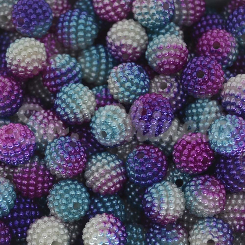 Pérola Craquelada Amora, 10mm, Mesclado Branco/Turquesa/Rosa/Roxo