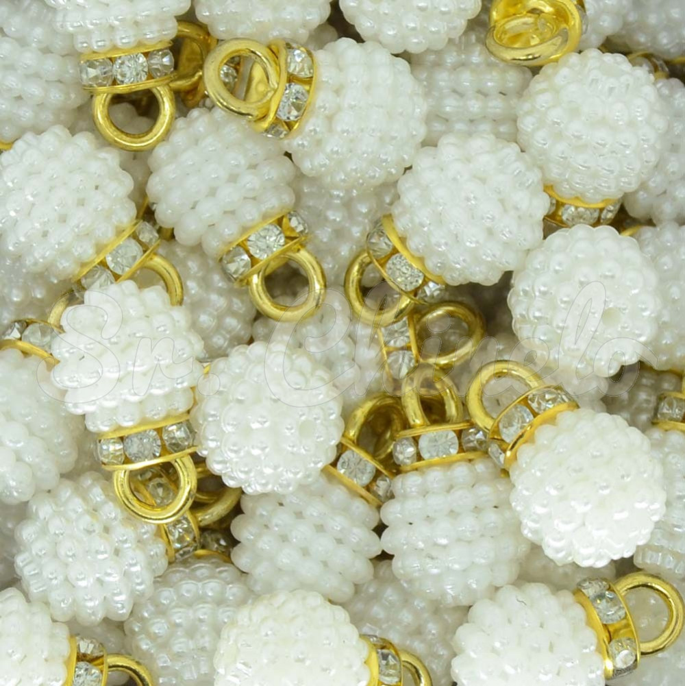 Pingente Pérola Craquelada Amora, 12mm, Branco