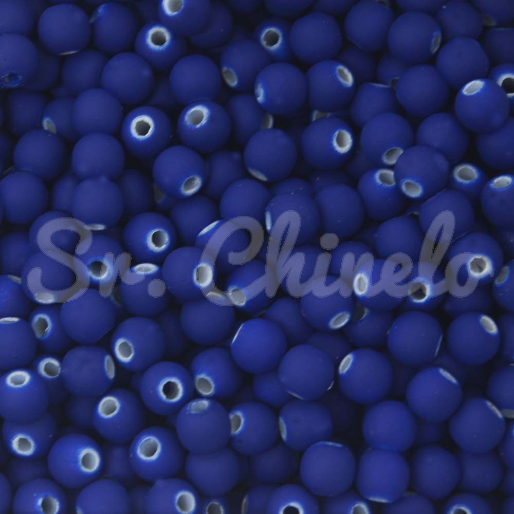 Pérola Emborrachada, 06mm, Azul Marinho