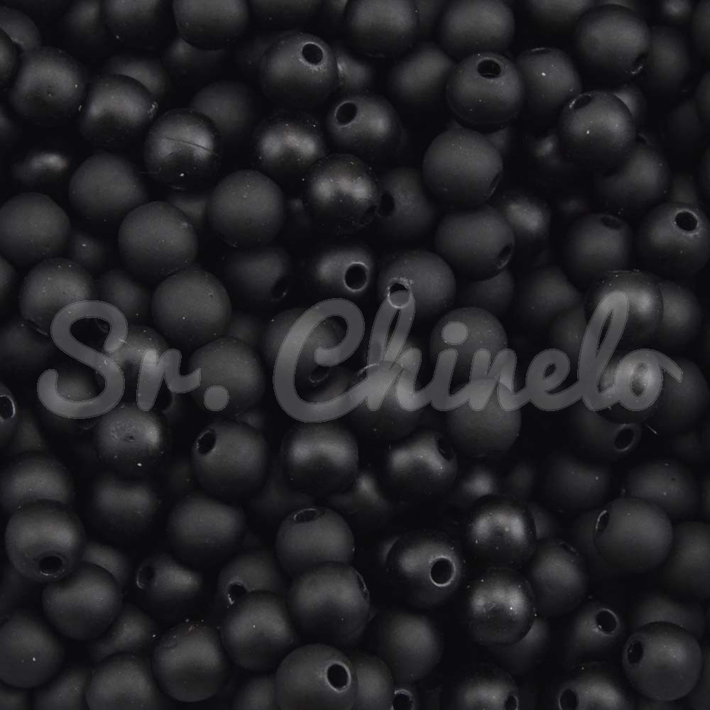 Pérola Emborrachada, 06mm, Preto