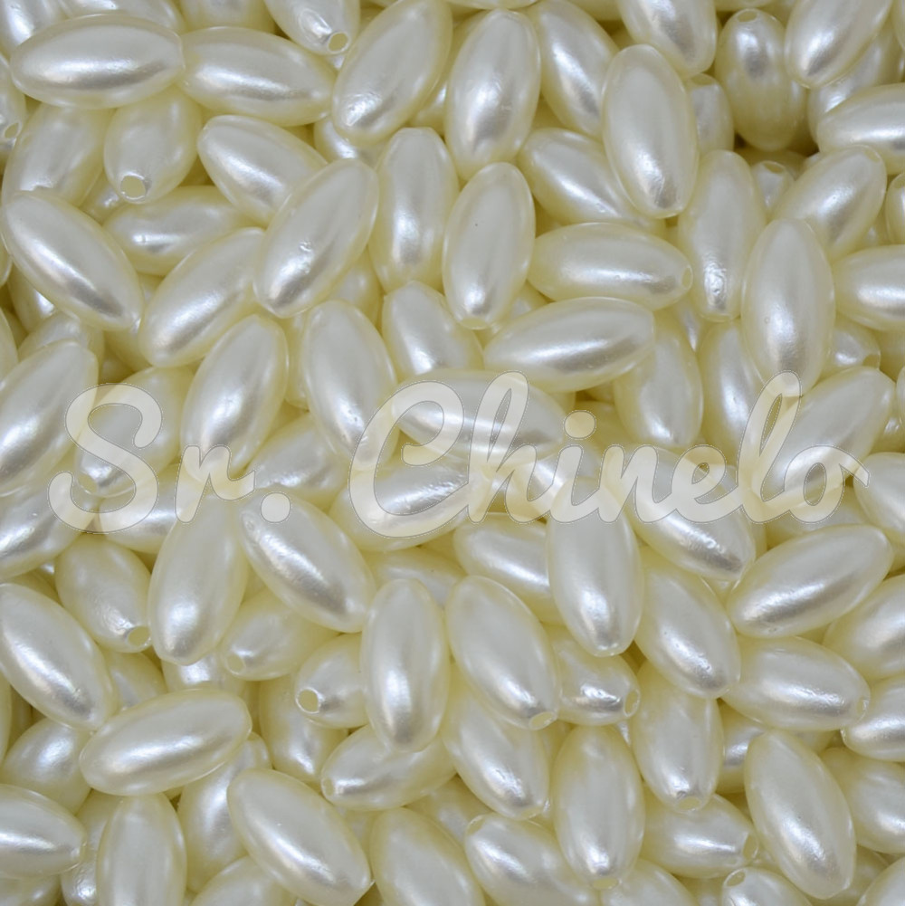Arrozinho Perolado ABS, 05mm x 10mm, Creme