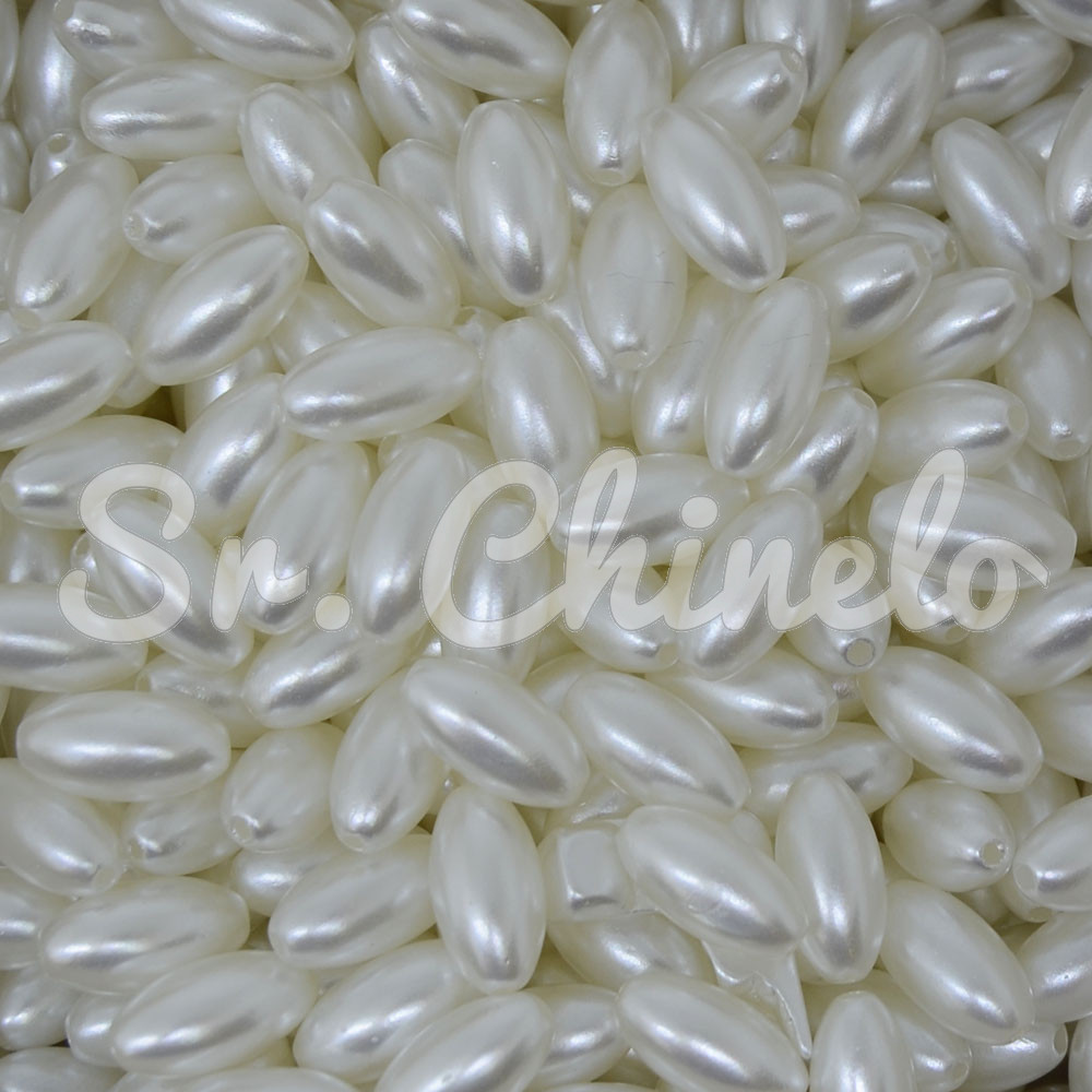 Arrozinho Perolado ABS, 05mm x 10mm, Branco