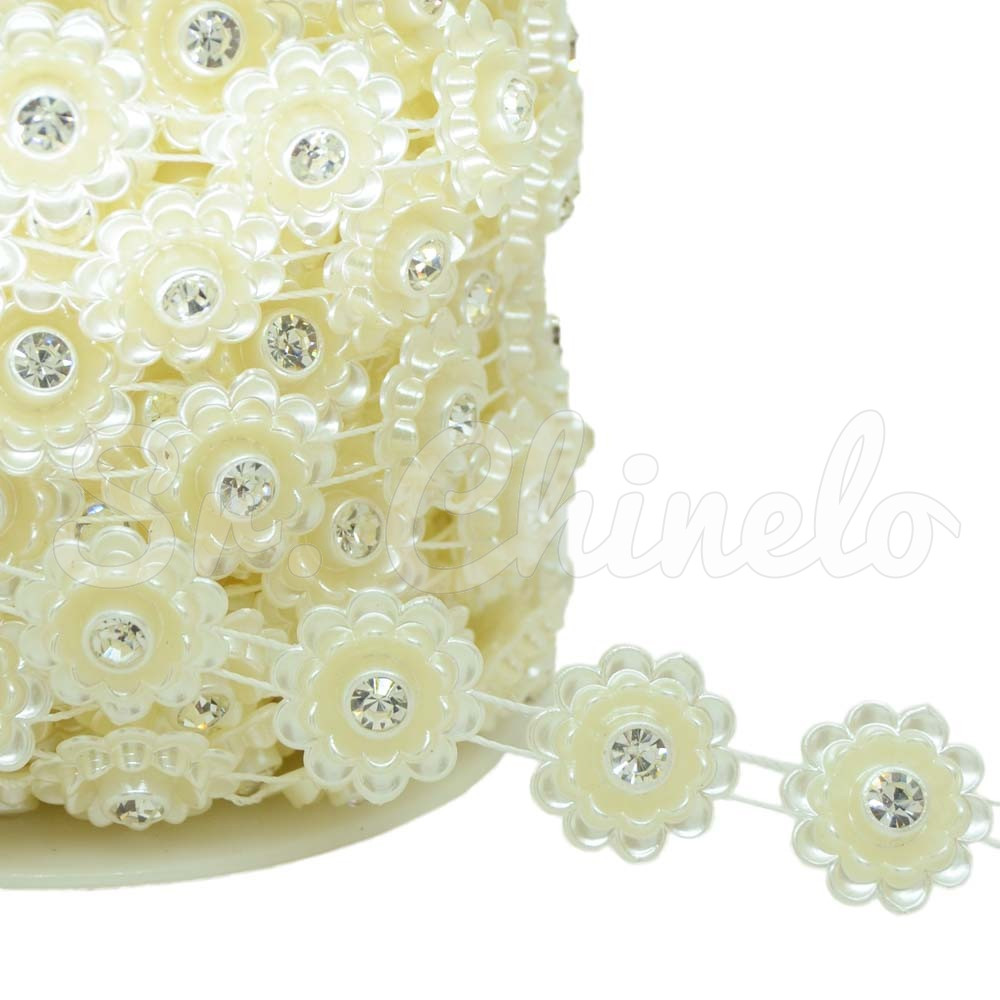 Aljofre de Pérola, Flor 15mm, Creme