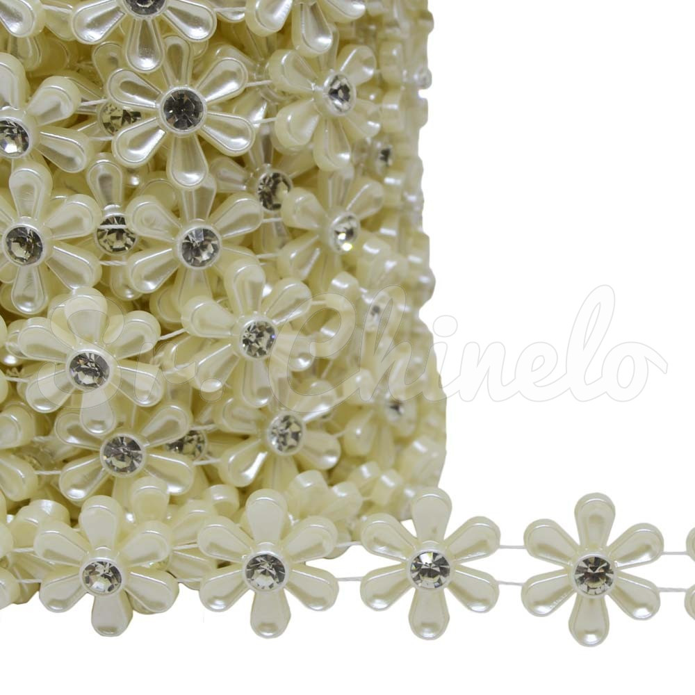 Aljofre de Pérola, Flor 20mm, Creme