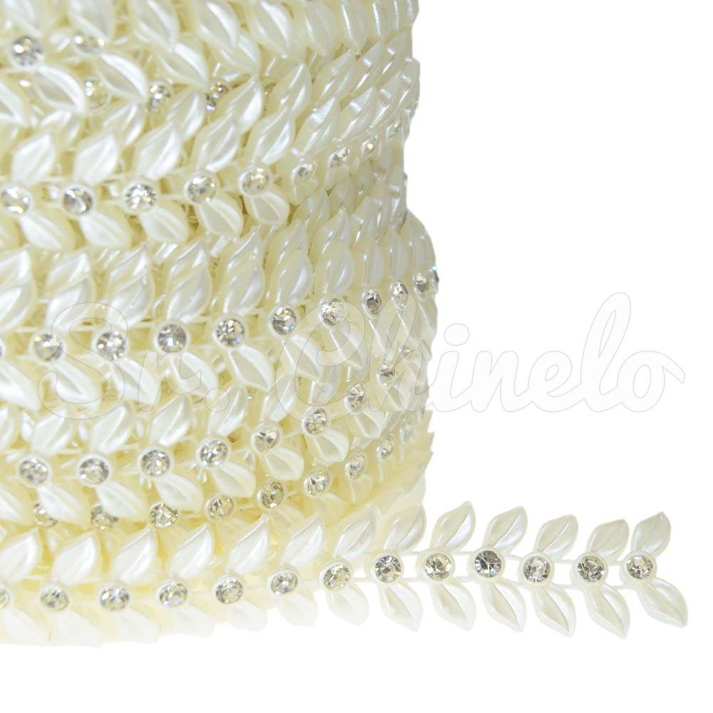 Aljofre de Pérola, Folhas 15mm, Creme
