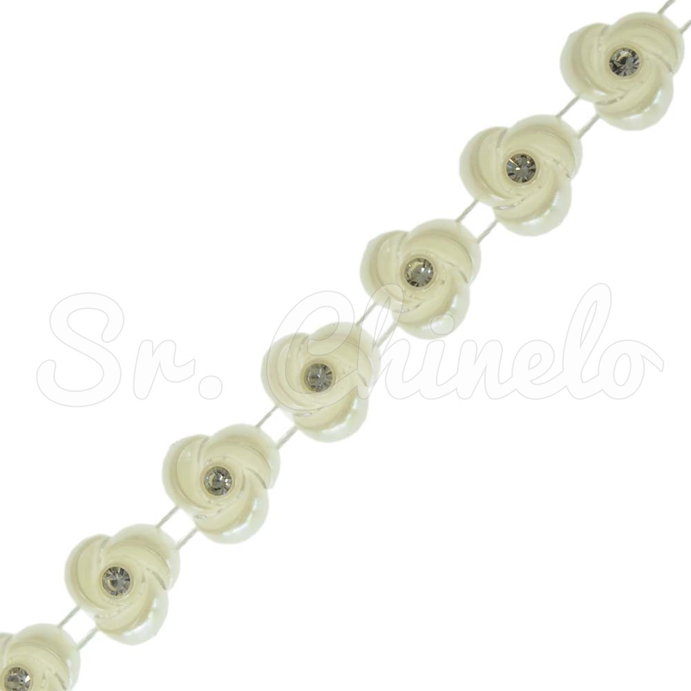 Aljofre de Pérola, Flor Espiral 13mm, Creme