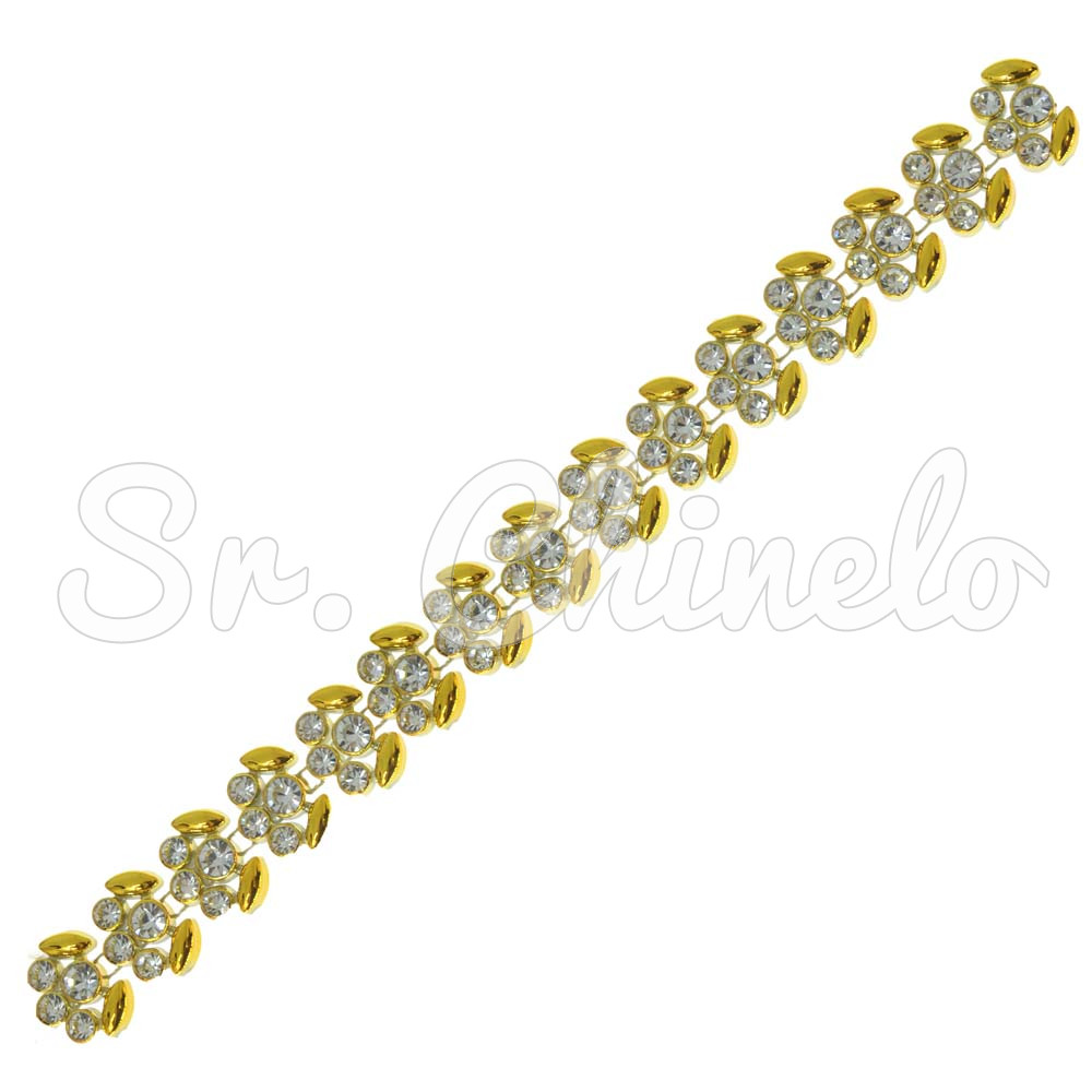 Aljofre de ABS Metalizado, 14mm, Dourado/Cristal