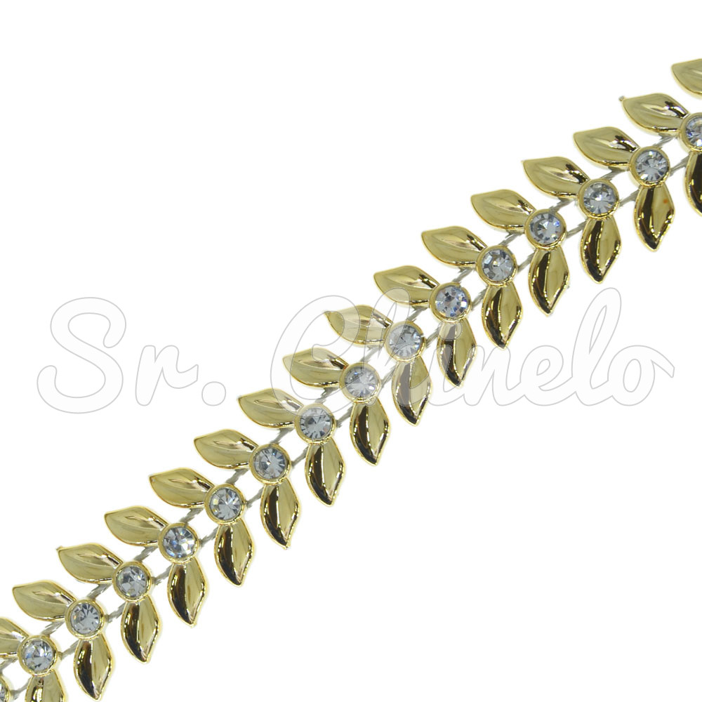 Aljofre de ABS Metalizado, Folhas 15mm, Dourado/Cristal