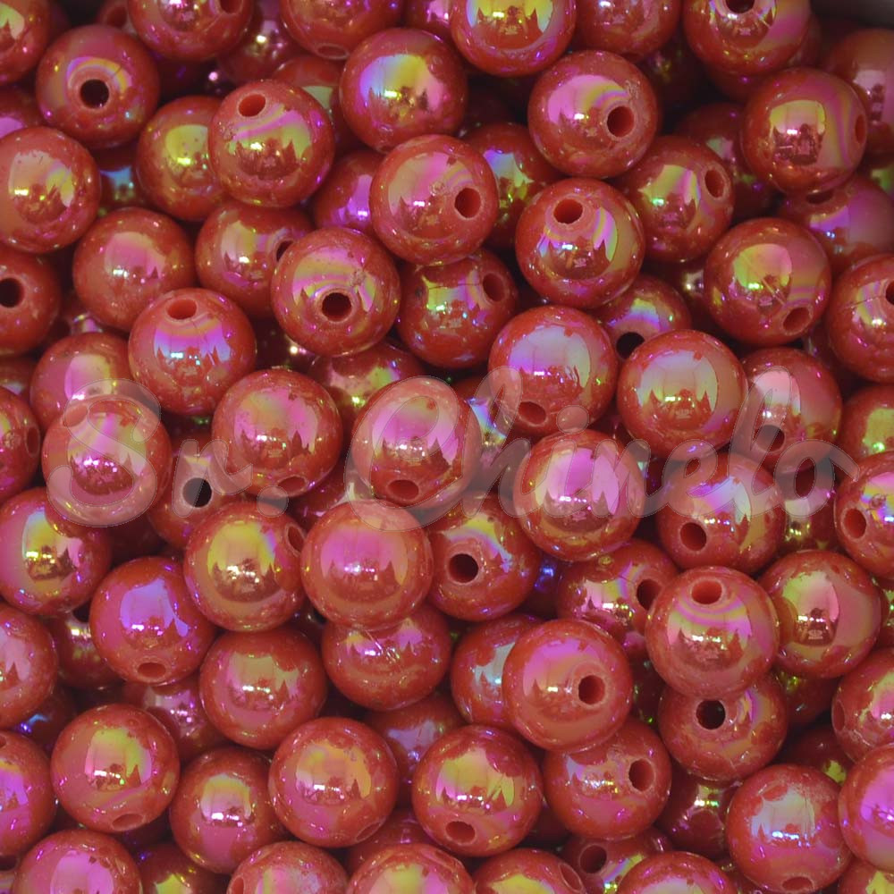 Pérola Irisada, 08mm, Vermelho