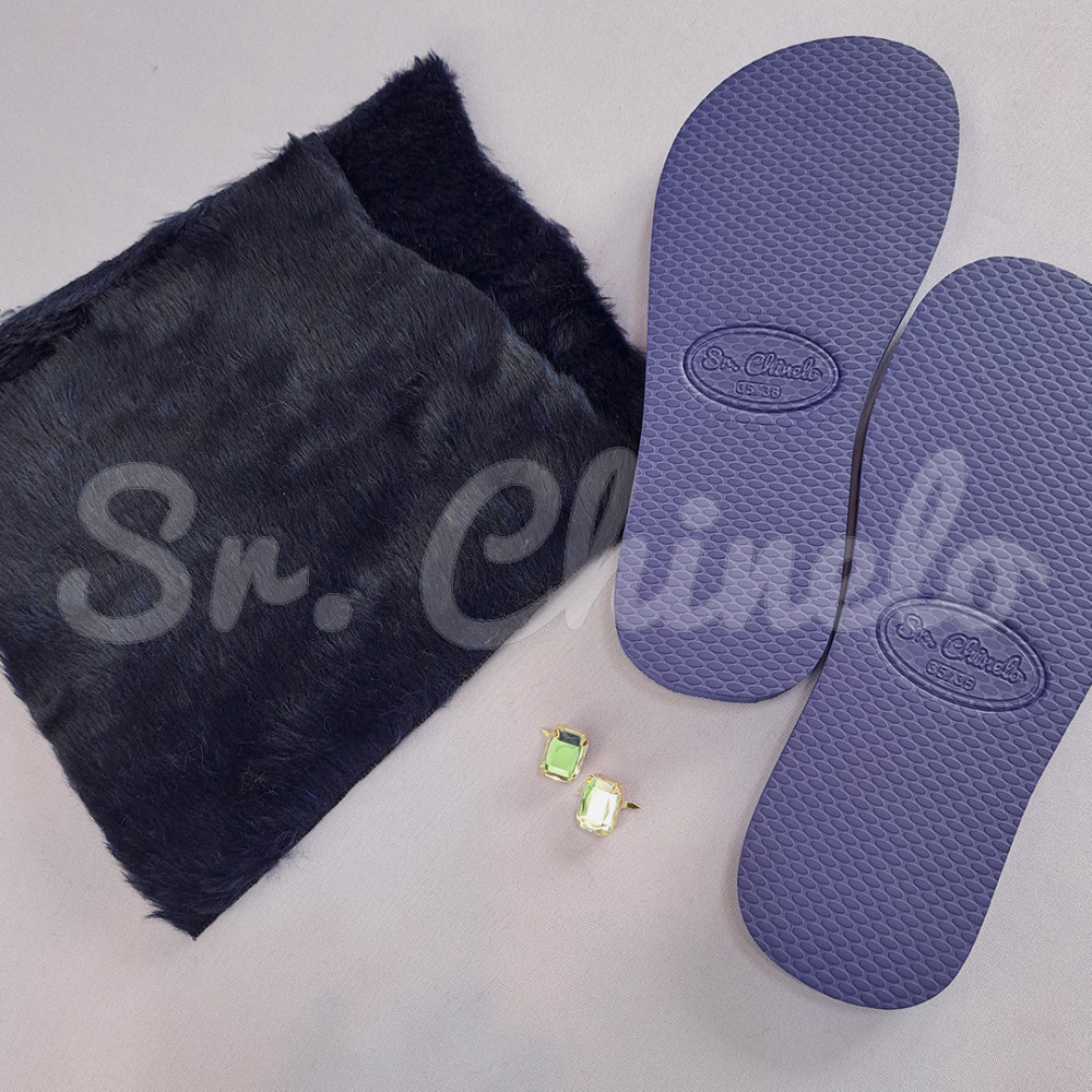 Kit Pantufa Slide Laço, Marinho