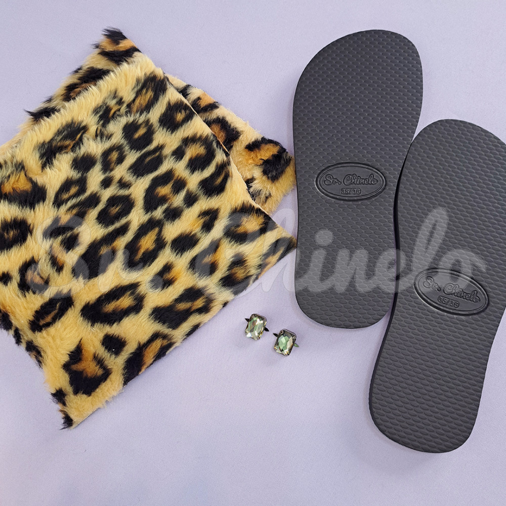 Kit Pantufa Slide Laço, Guepardo
