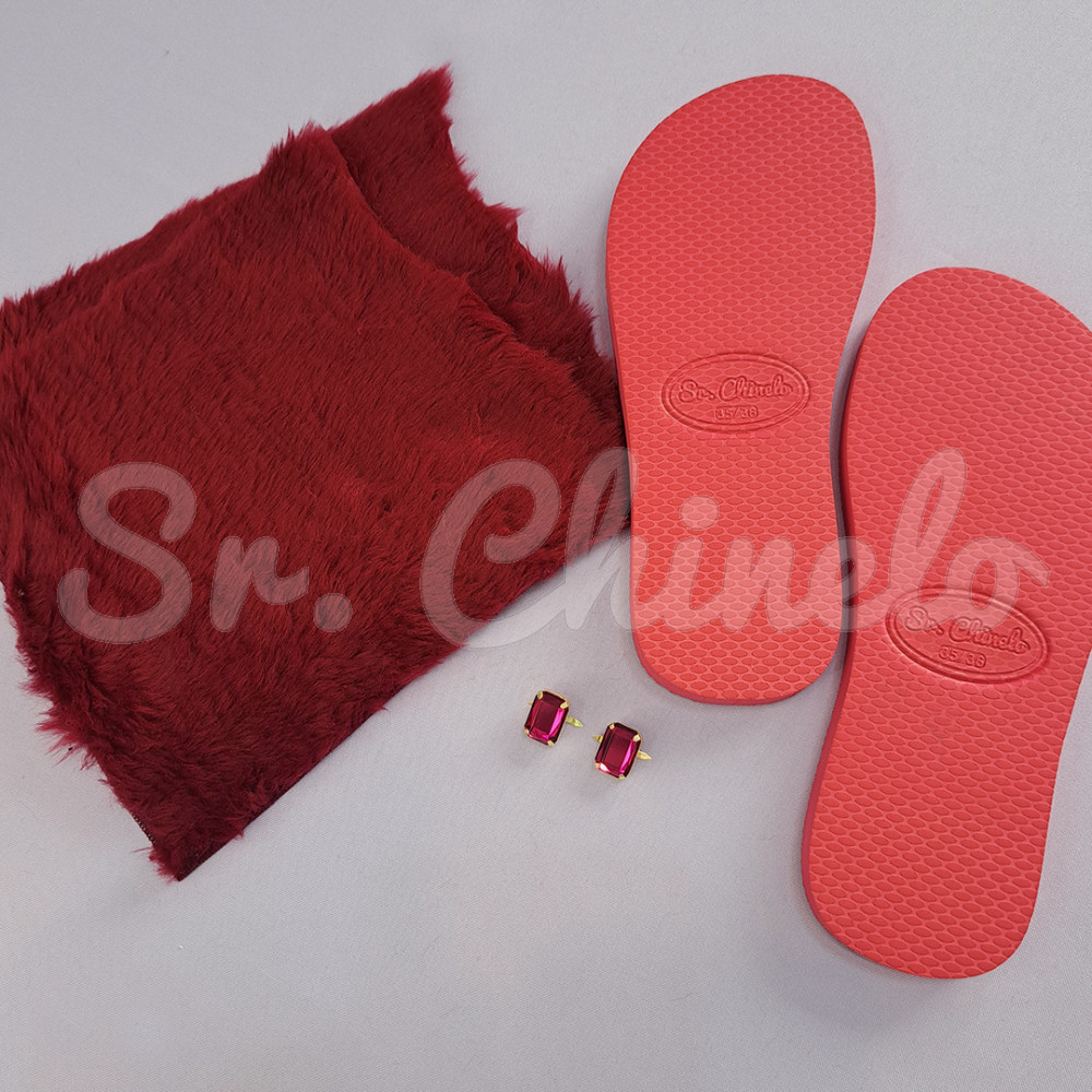 Kit Pantufa Slide Laço, Vinho