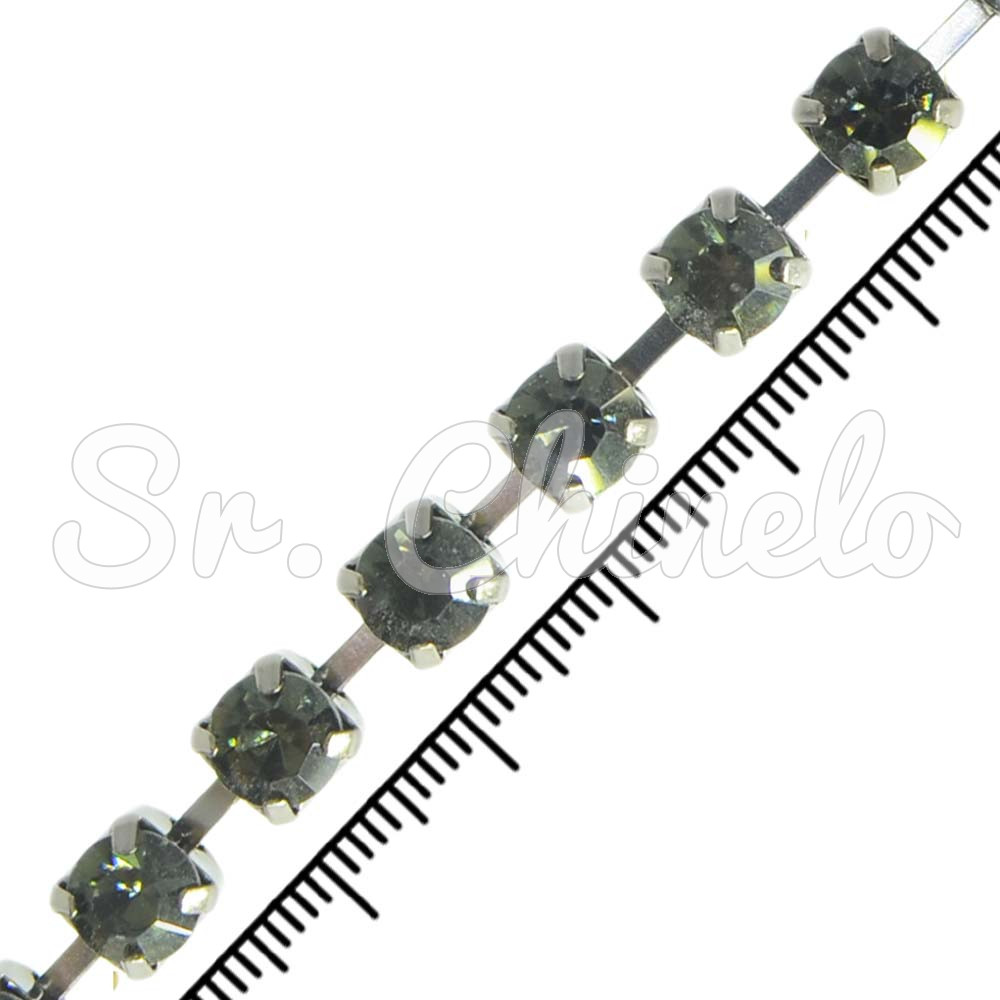 Fio de Strass, SS28, Grafite, Strass Fumê