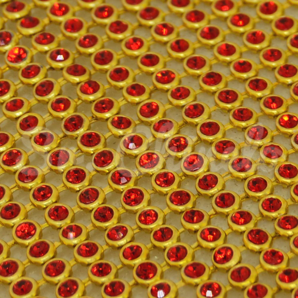 Manta de Strass, Ouro, Vermelho