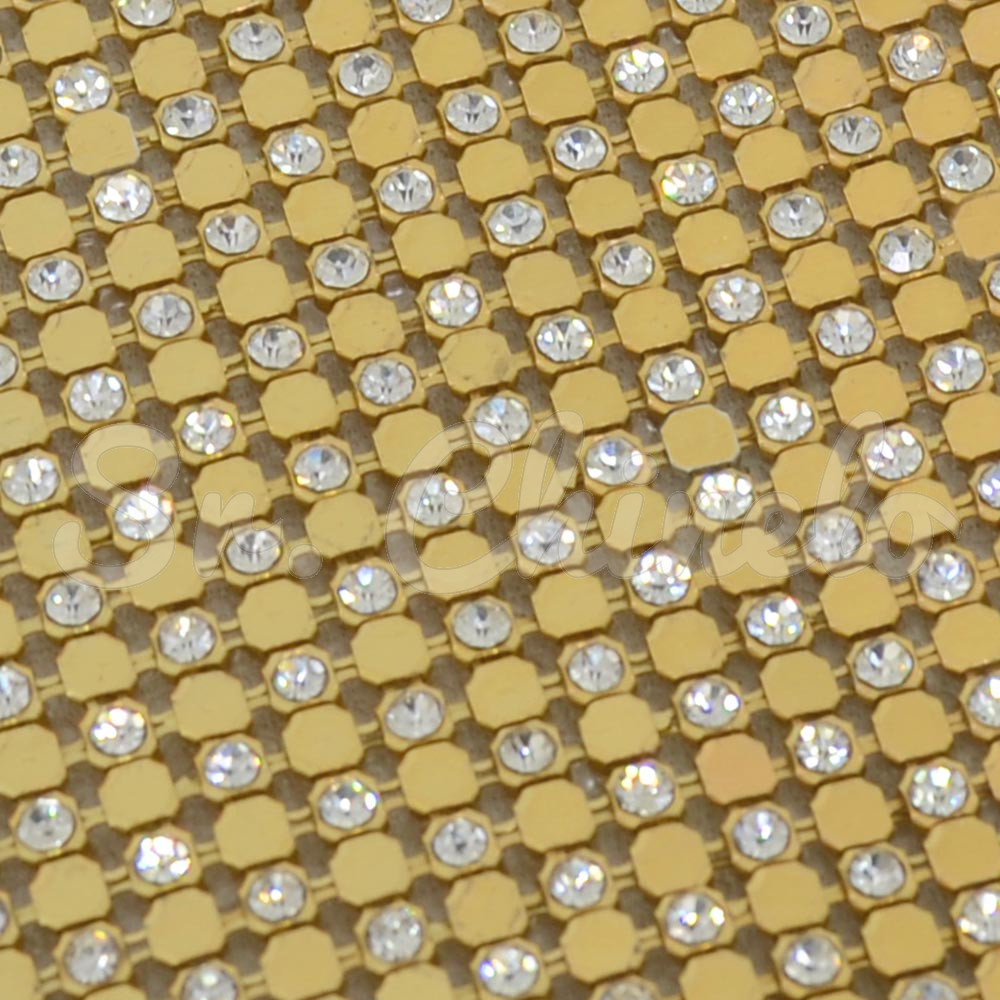 Manta de Strass, Ouro, Metal/Strass Cristal