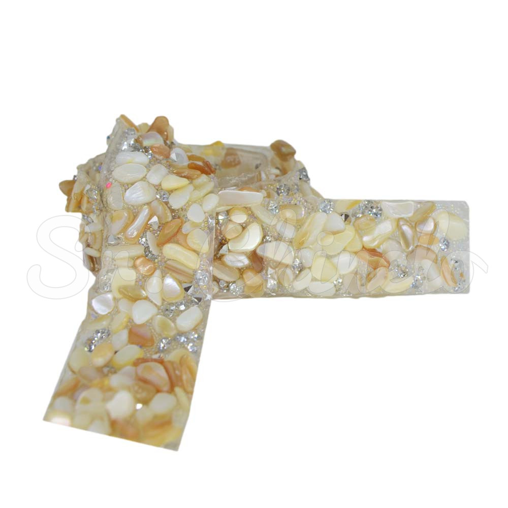 Tira de Cascalho, 20mm, Branco Perolado
