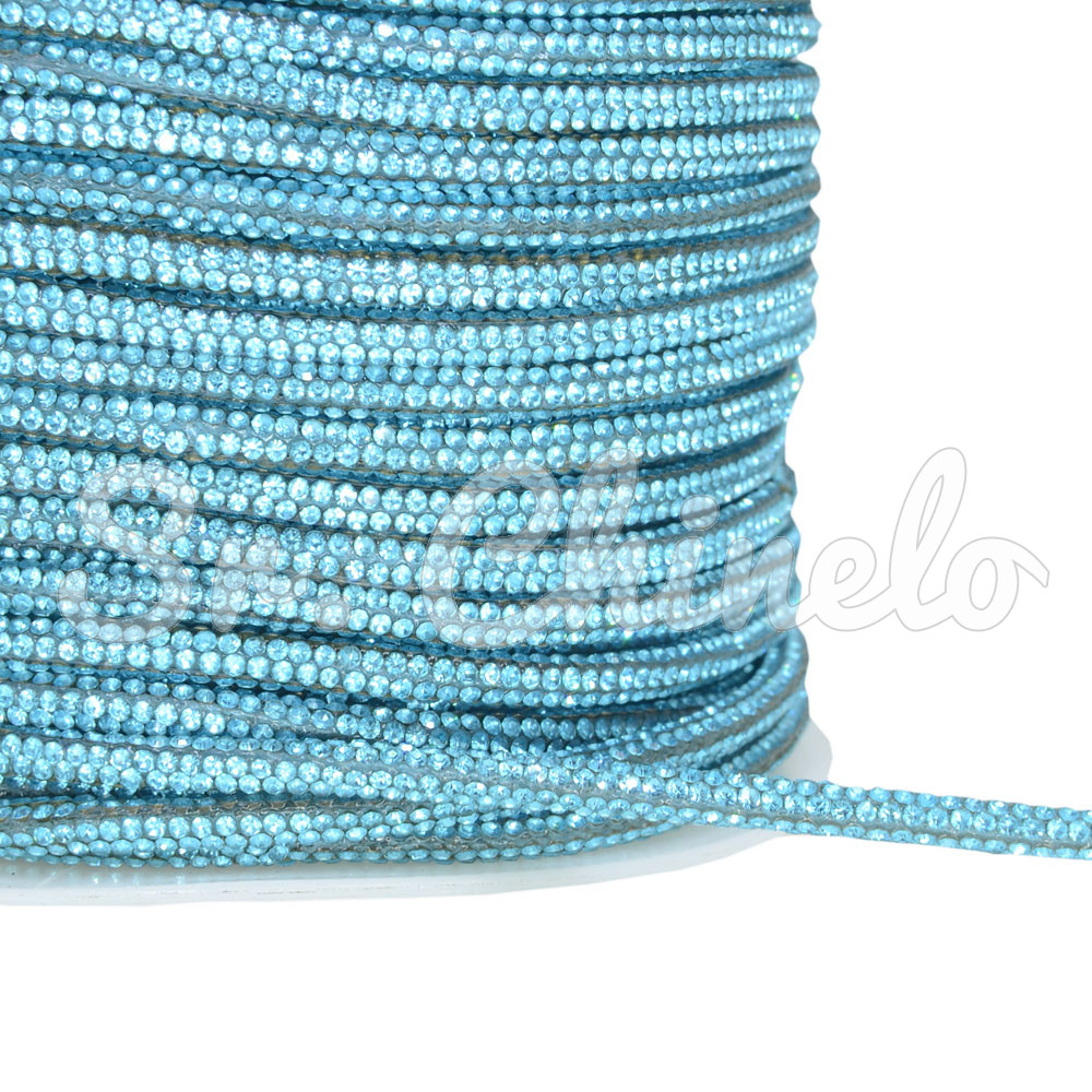 Tubo de Strass, 04mm, Fini para Cadarços, Azul Tiffany