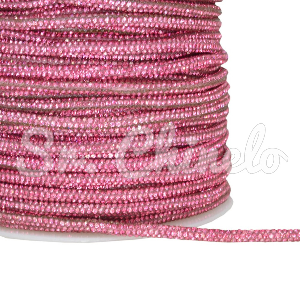 Tubo de Strass, 04mm, Fini para Cadarços, Rosa