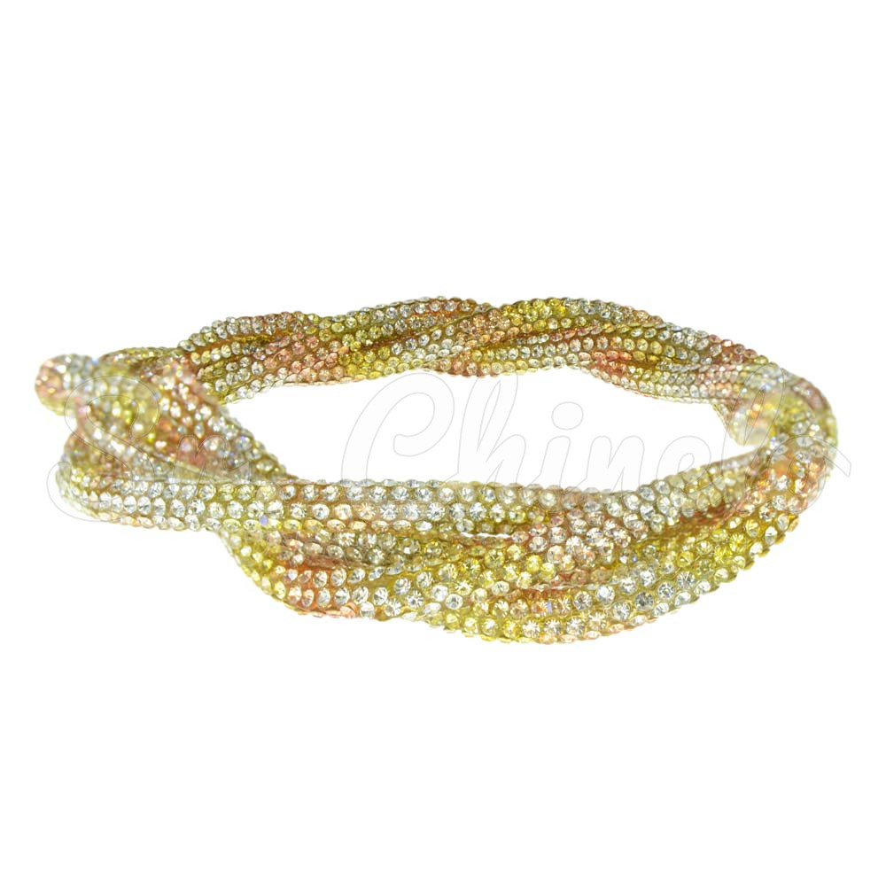 Tubo de Strass, 06mm, Amarelo/Cobre/Cristal