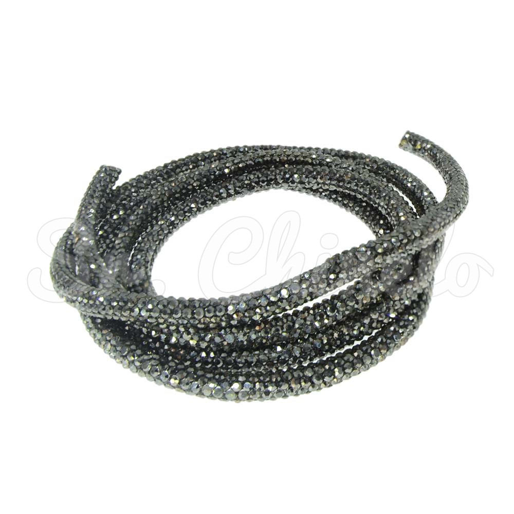 Tubo de Strass, 06mm, Fumê