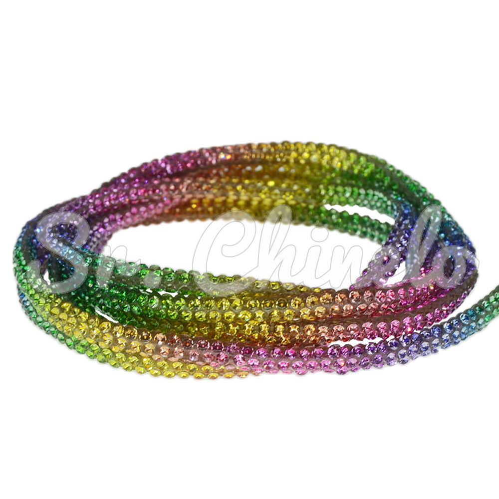 Tubo de Strass, 04mm, Fini para Cadarços, Colorido
