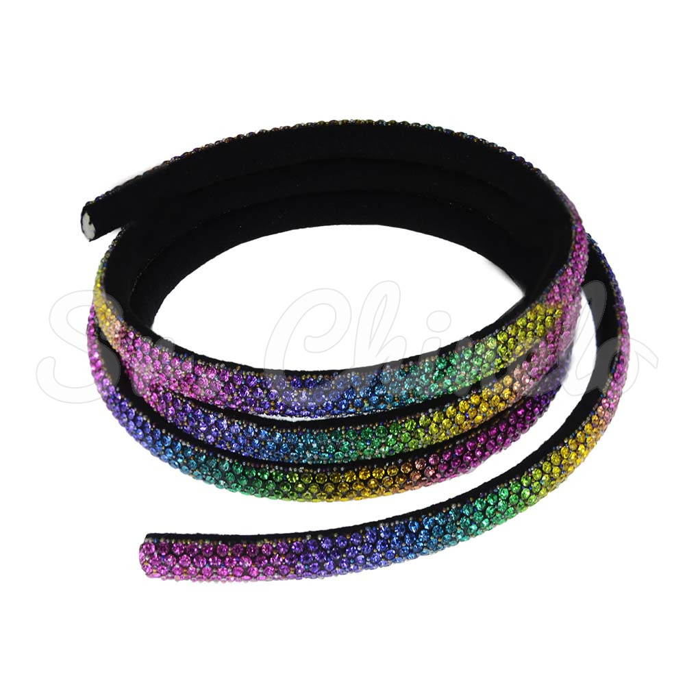 Tubo de Strass Meia Cana, 08mm, Colorido/Preto