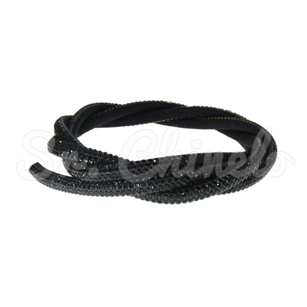 Tubo de Strass Meia Cana, 05mm, Preto