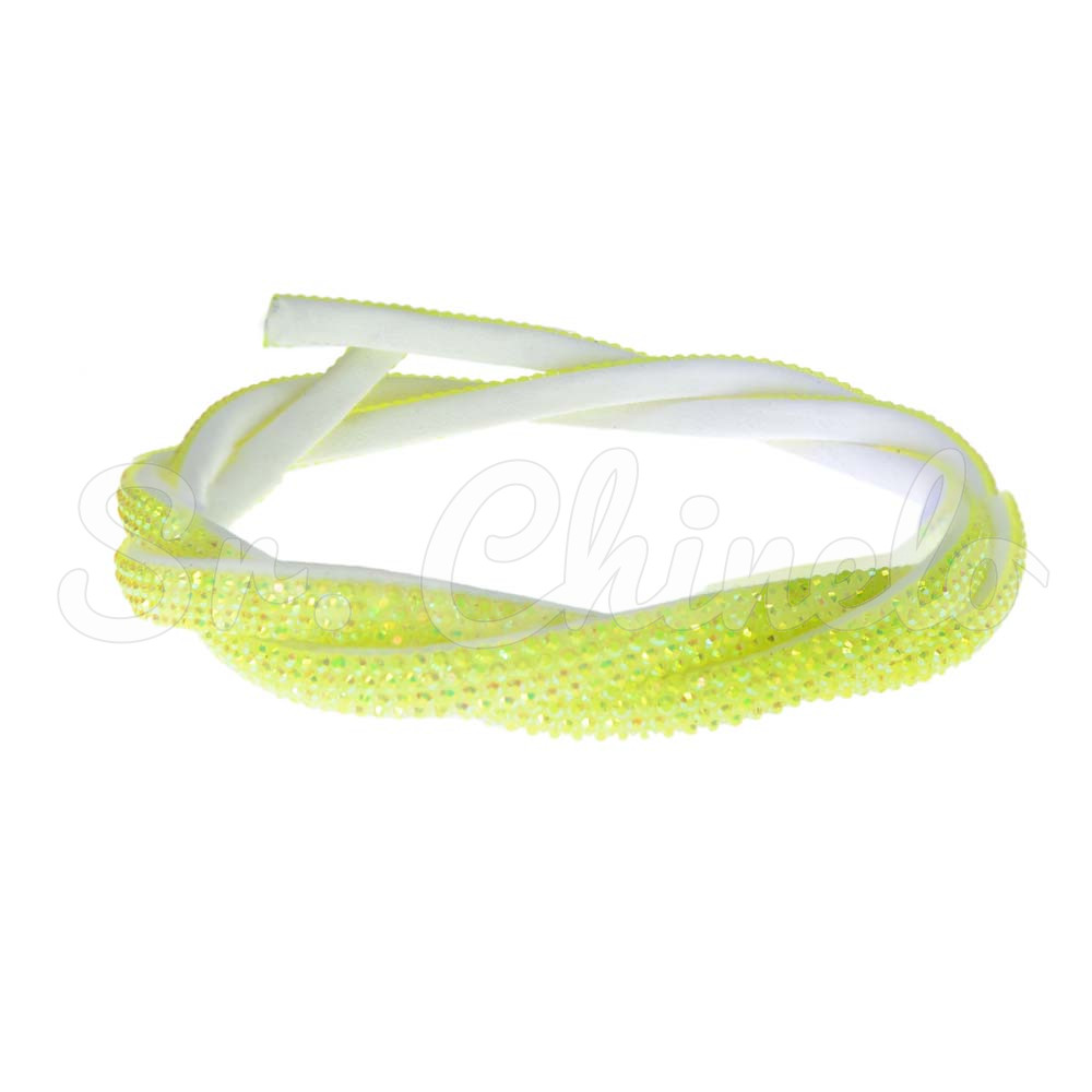 Tubo de Strass Meia Cana, 06mm, Amarelo Neon