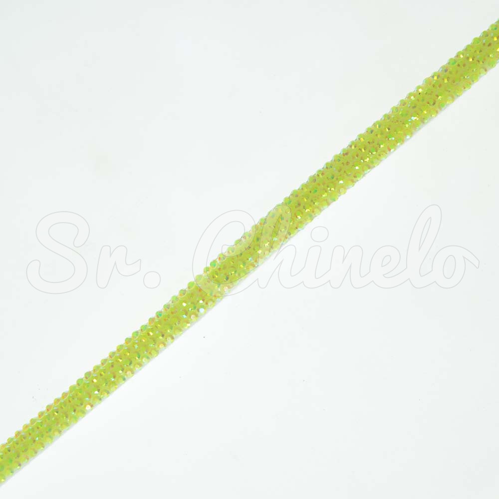 Tubo de Strass Meia Cana, 06mm, Amarelo Neon