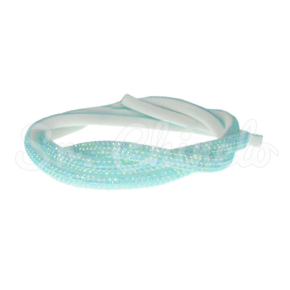 Tubo de Strass Meia Cana, 06mm, Azul Claro Furtacor