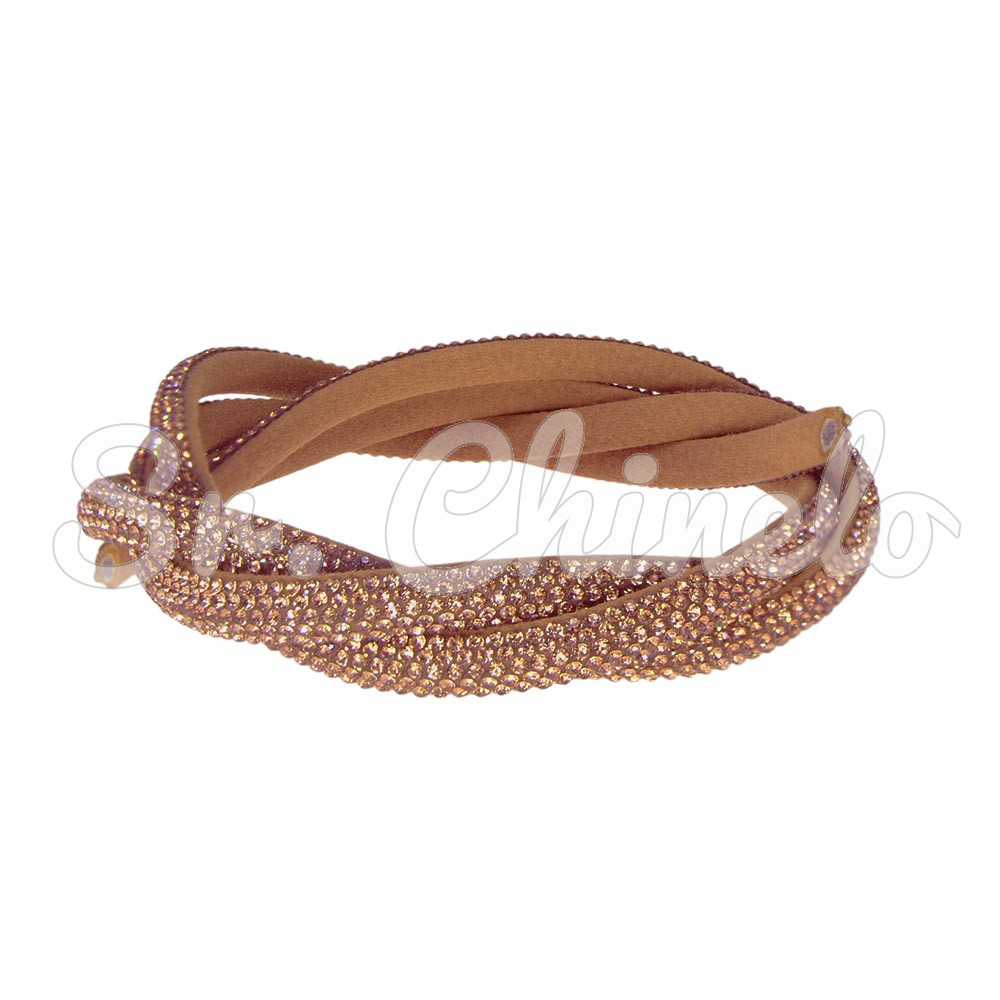 Tubo de Strass Meia Cana, 06mm, Marrom Ouro