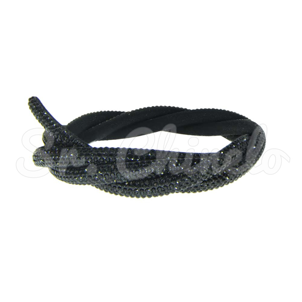 Tubo de Strass Meia Cana, 06mm, Preto