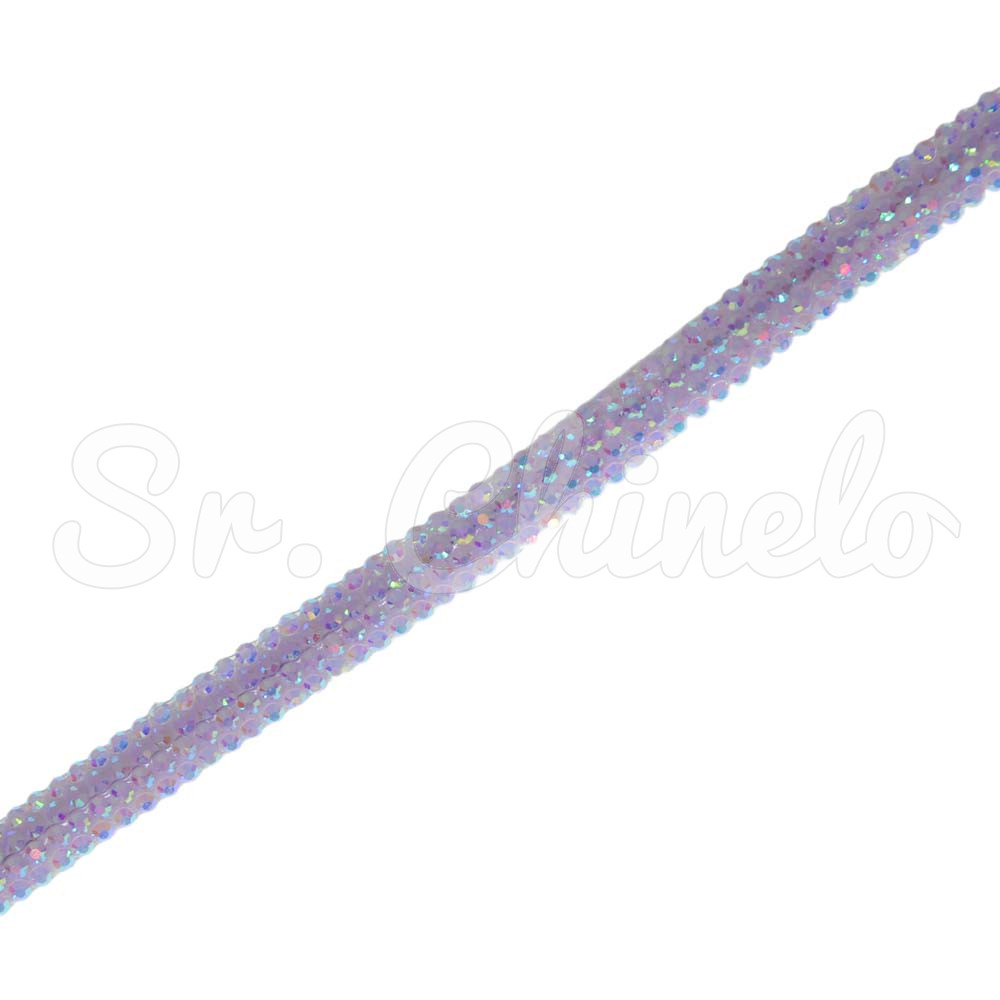 Tubo de Strass Meia Cana, 06mm, Lilás Furtacor