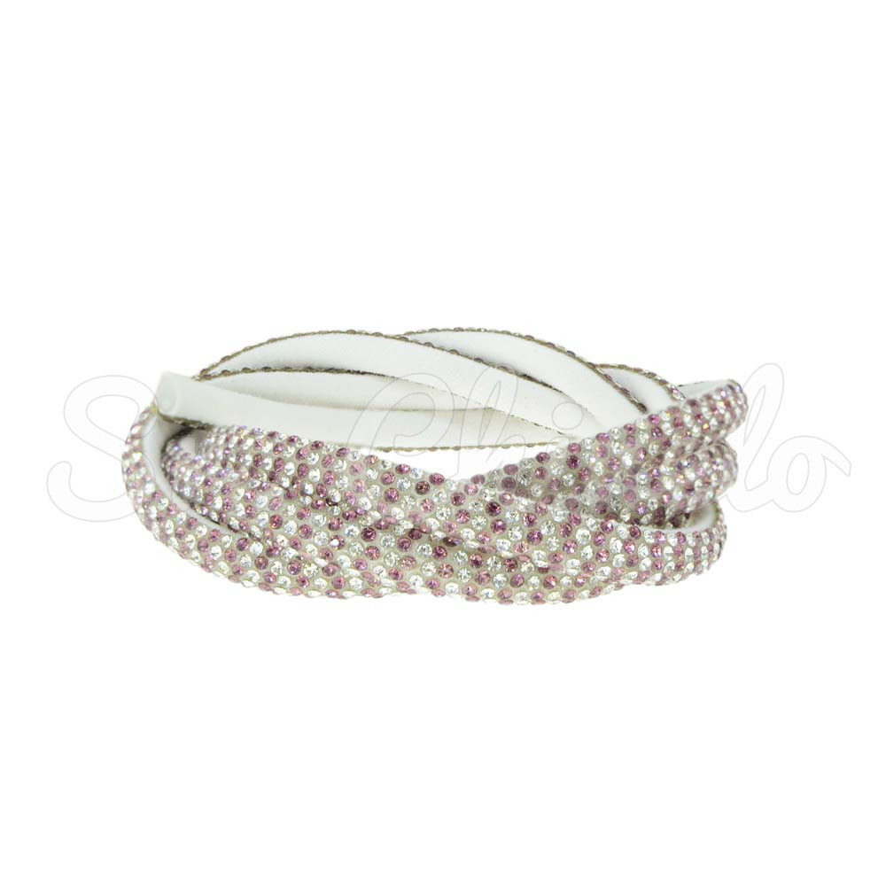 Tubo de Strass Meia Cana, 06mm, Cristal/Lilás