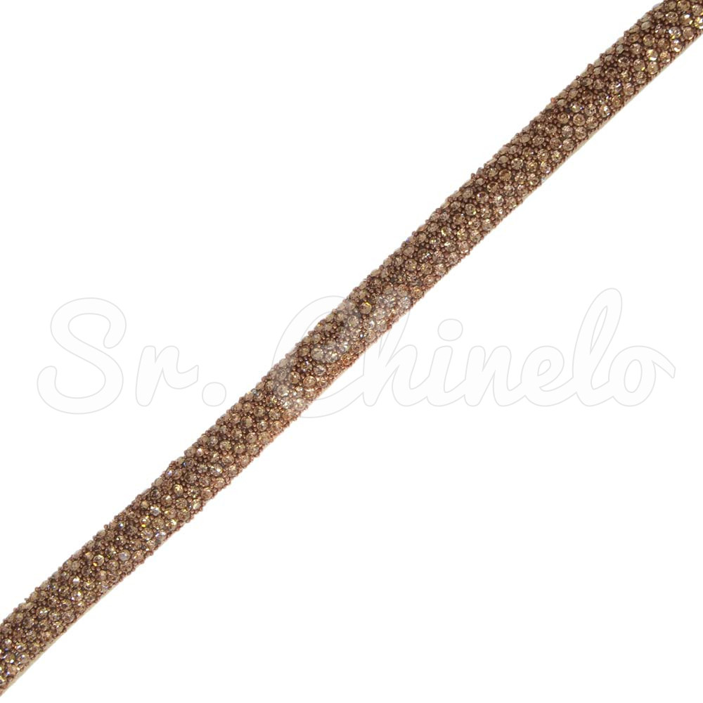 Tubo de Strass Meia Cana, 08mm, Rose Gold
