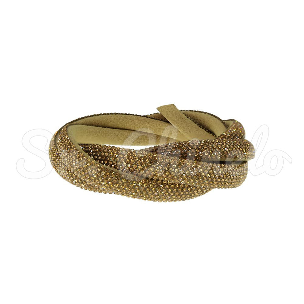 Tubo de Strass Meia Cana, 08mm, Marrom Ouro