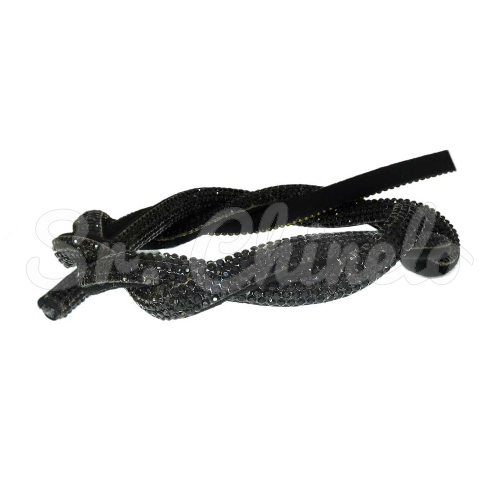 Tubo de Strass Meia Cana, 08mm, Preto