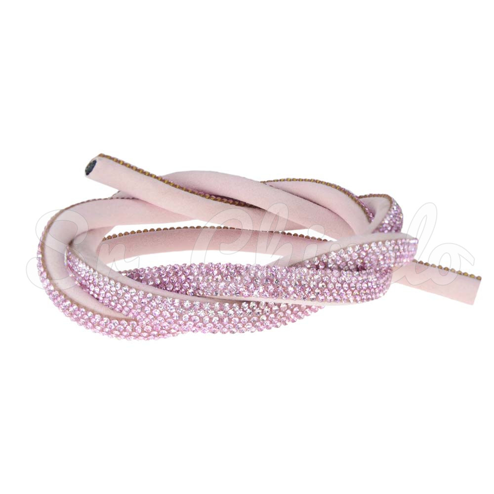 Tubo de Strass Meia Cana, 08mm, Rosa