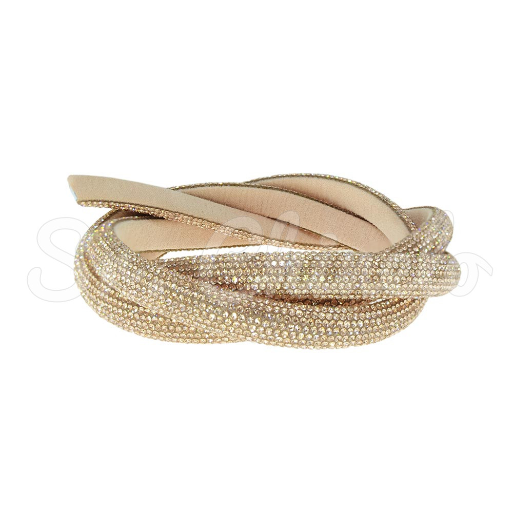 Tubo de Strass Meia Cana, 10mm, Rose Gold
