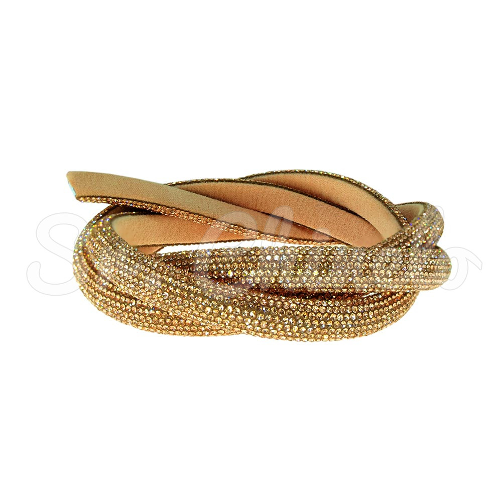 Tubo de Strass Meia Cana, 10mm, Marrom Ouro