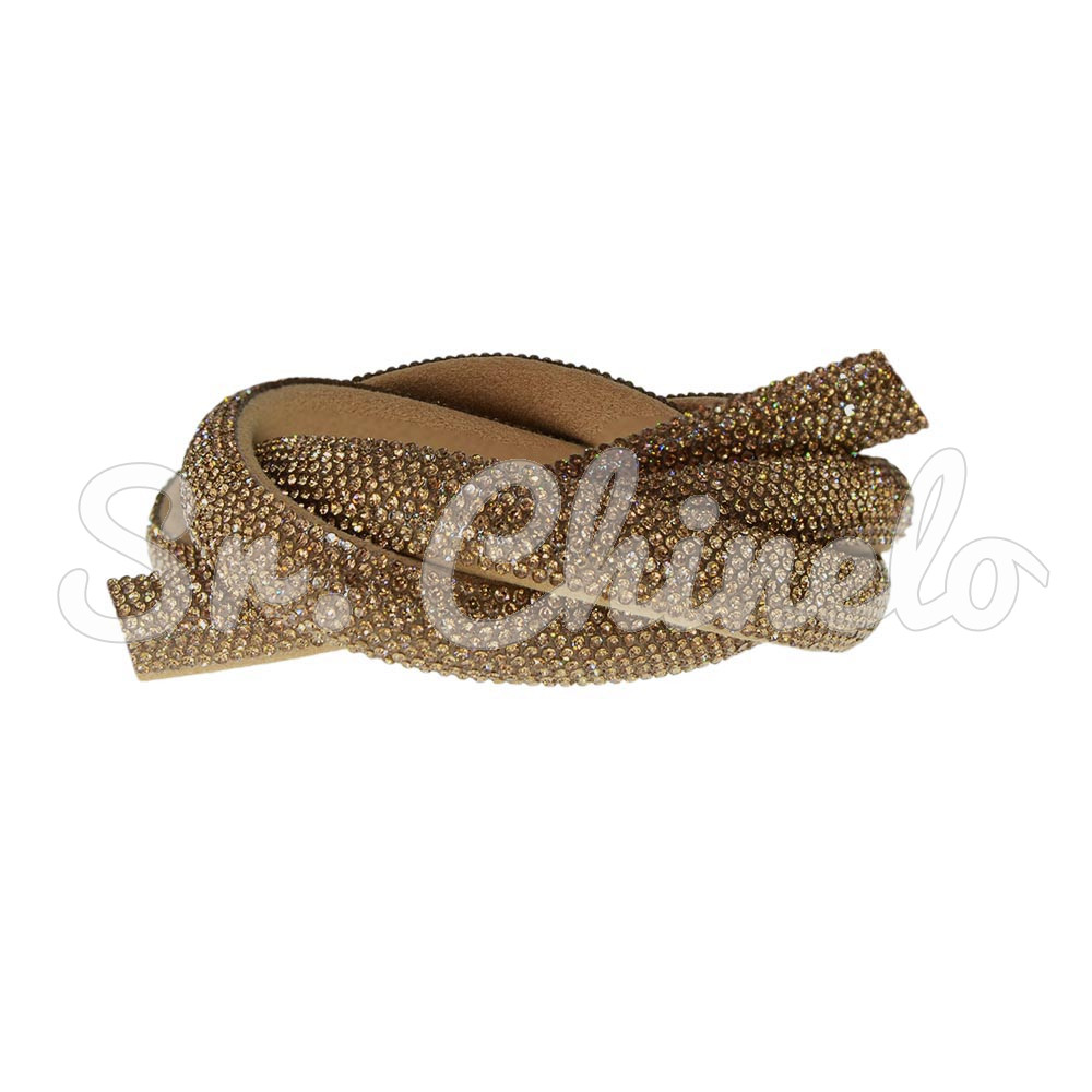 Tubo de Strass Meia Cana, 12mm, Marrom Ouro
